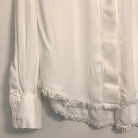 cloth & stone Tops - Anthro Cloth & Stone White Frayed Edge Button Up